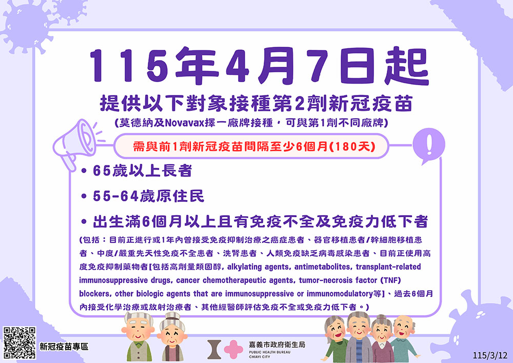 COVID-19疫苗公費接種對象