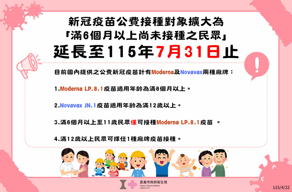 COVID-19疫苗公費接種對象
